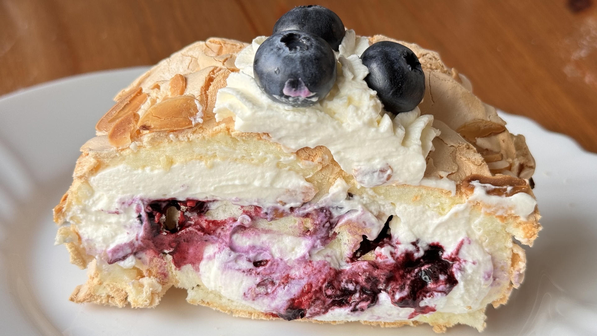 Meringue Roll with Cream Cheese Filling and Blueberry Confiture