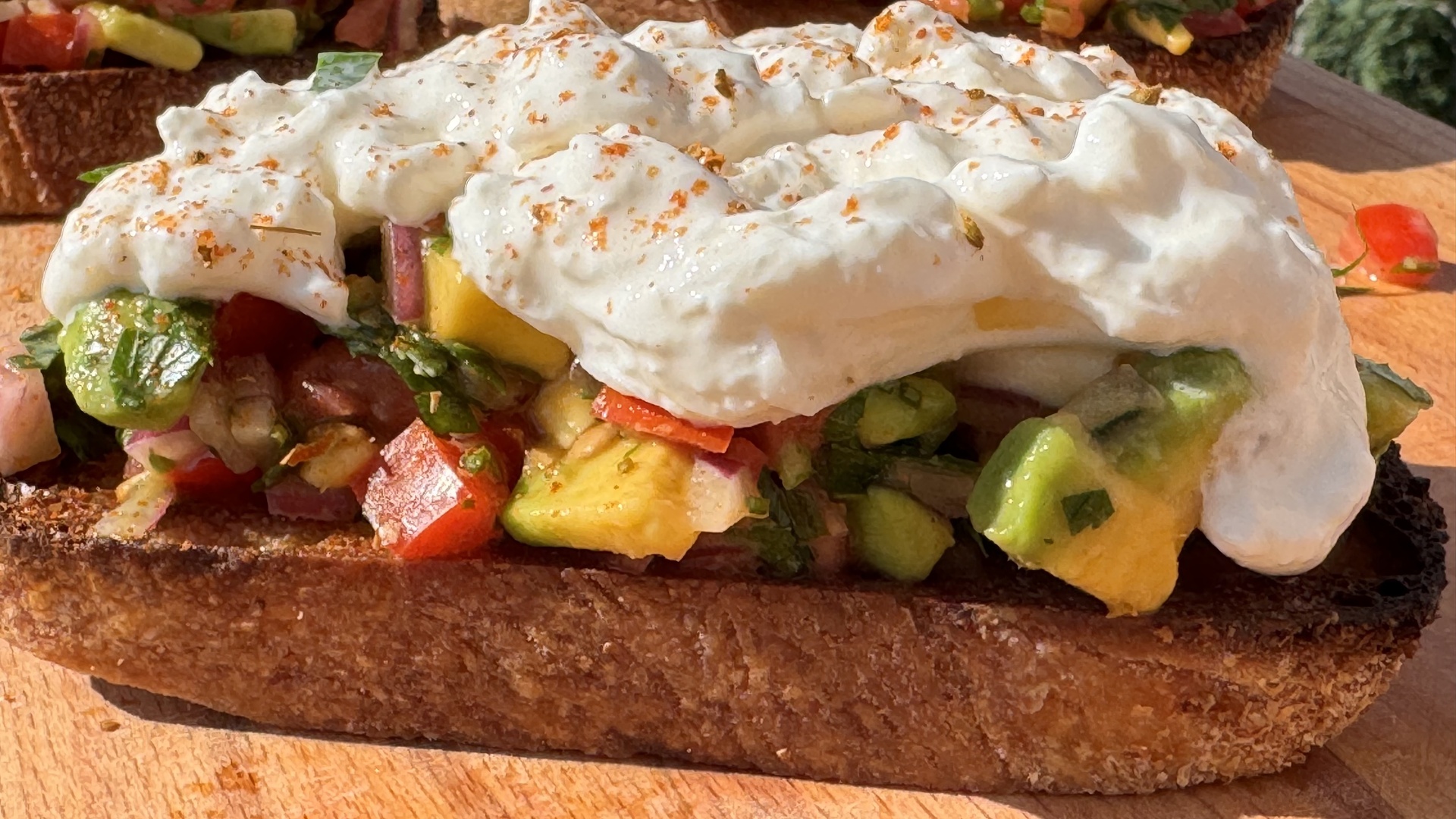  Sourdough Toast with Avocado-Tomato Salsa and Mozzarella