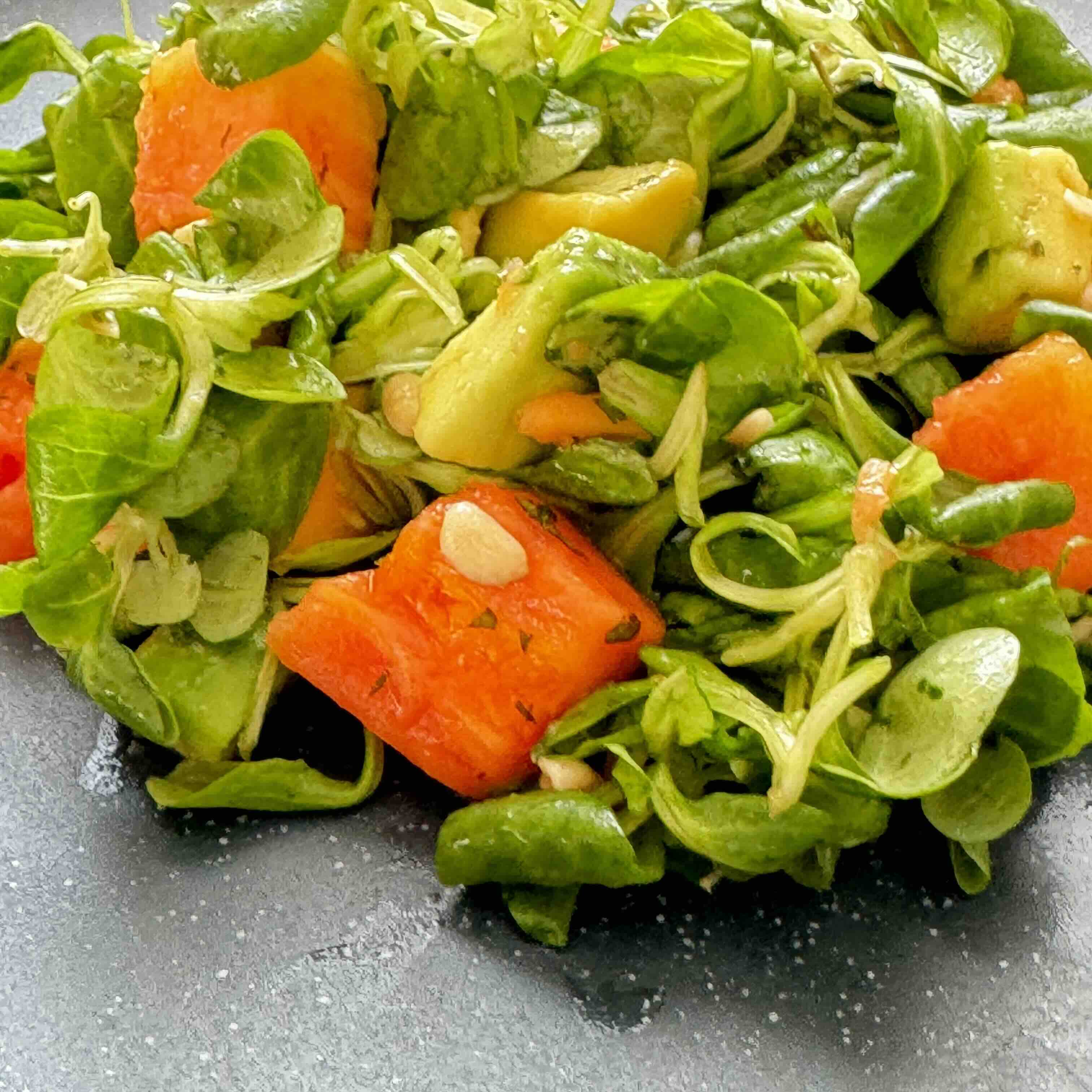 Papaya and Mung Bean Salad with Avocado and Pine Nuts