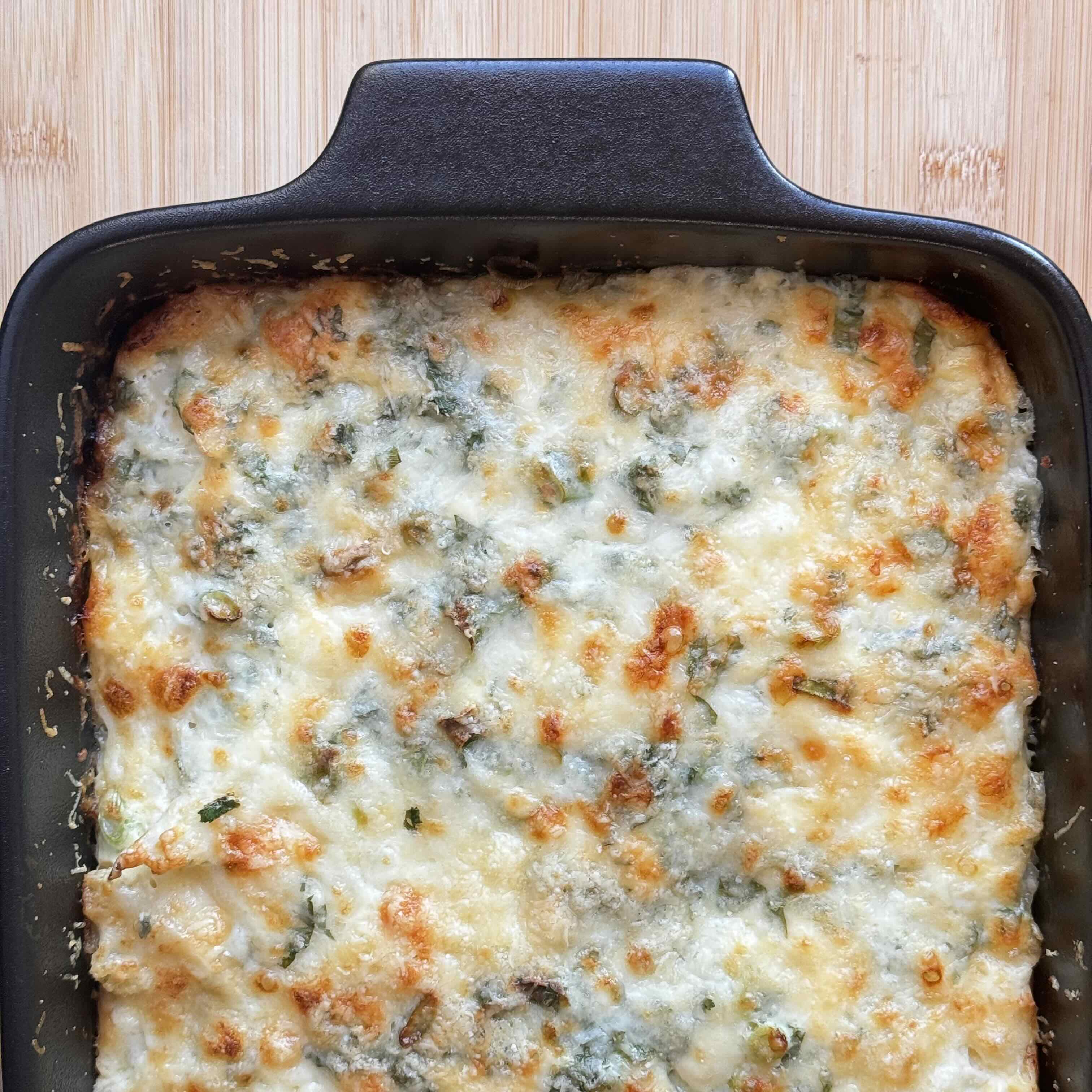 Creamy Cabbage and Feta Bake with Parmesan Crust