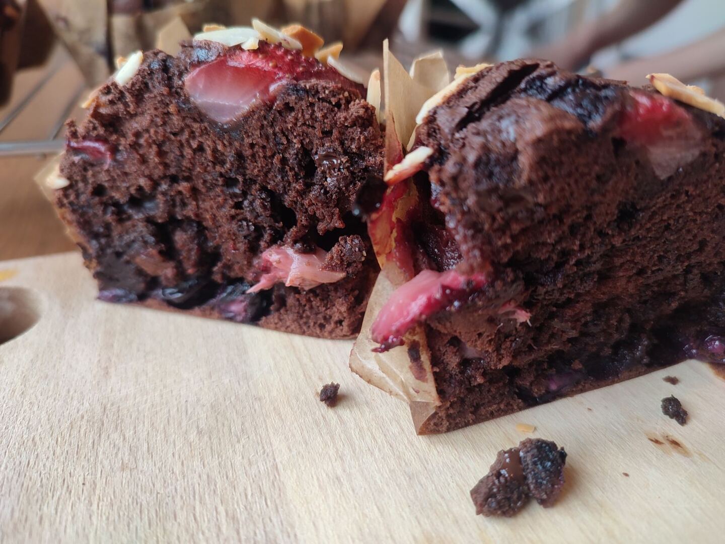 Baked Berry Chocolate Muffin Inside