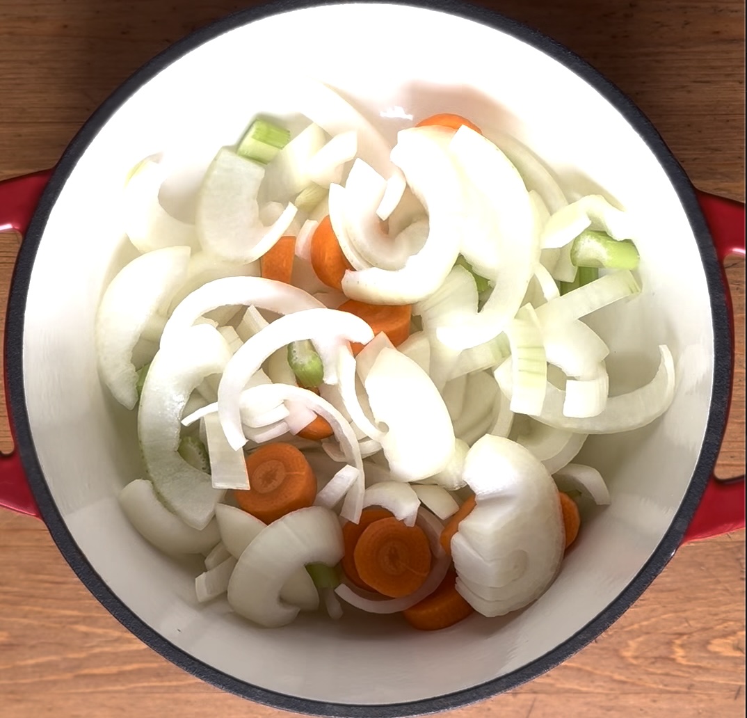 Vegetables in a saucepan waiting for the rabbit