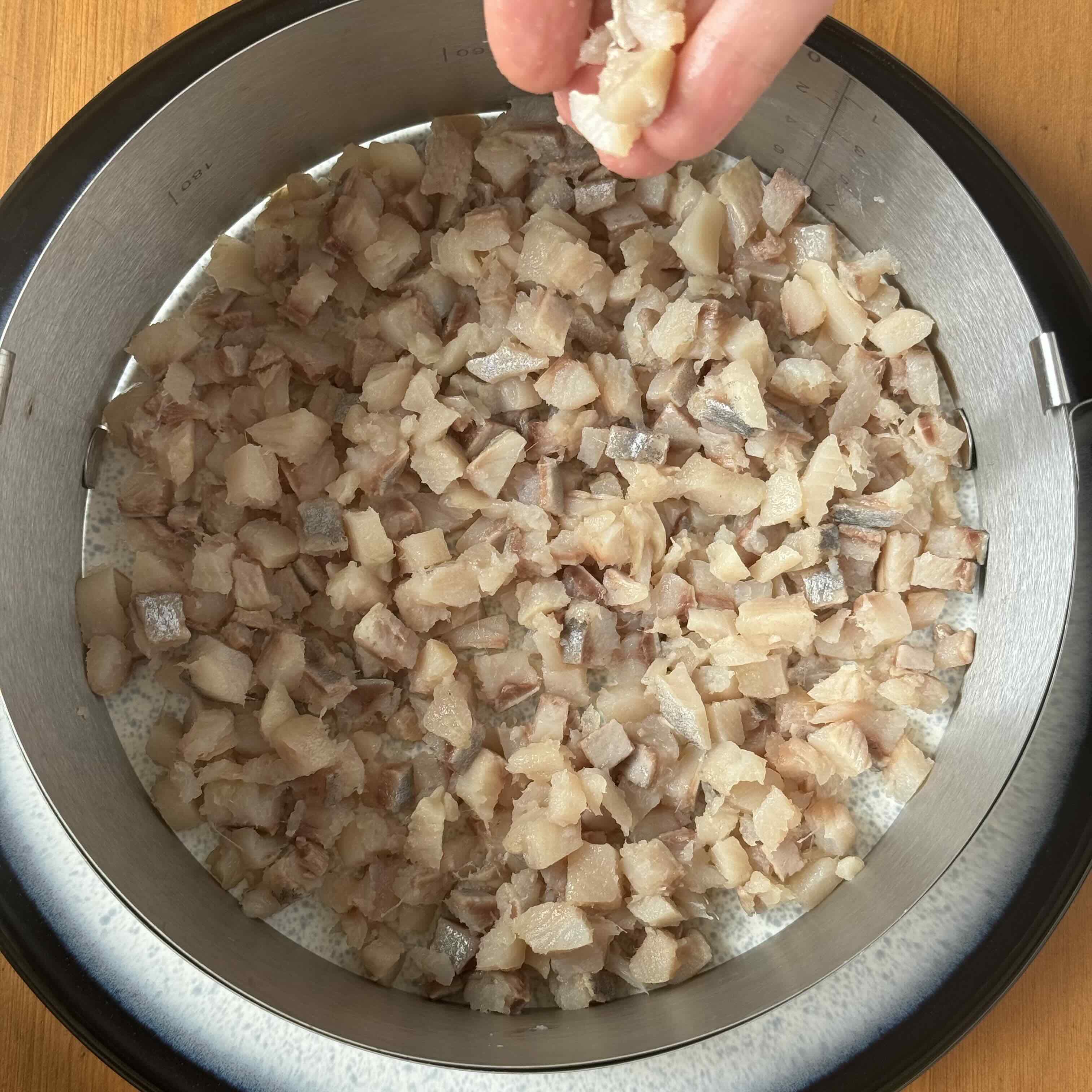 herring arranged in a dish.