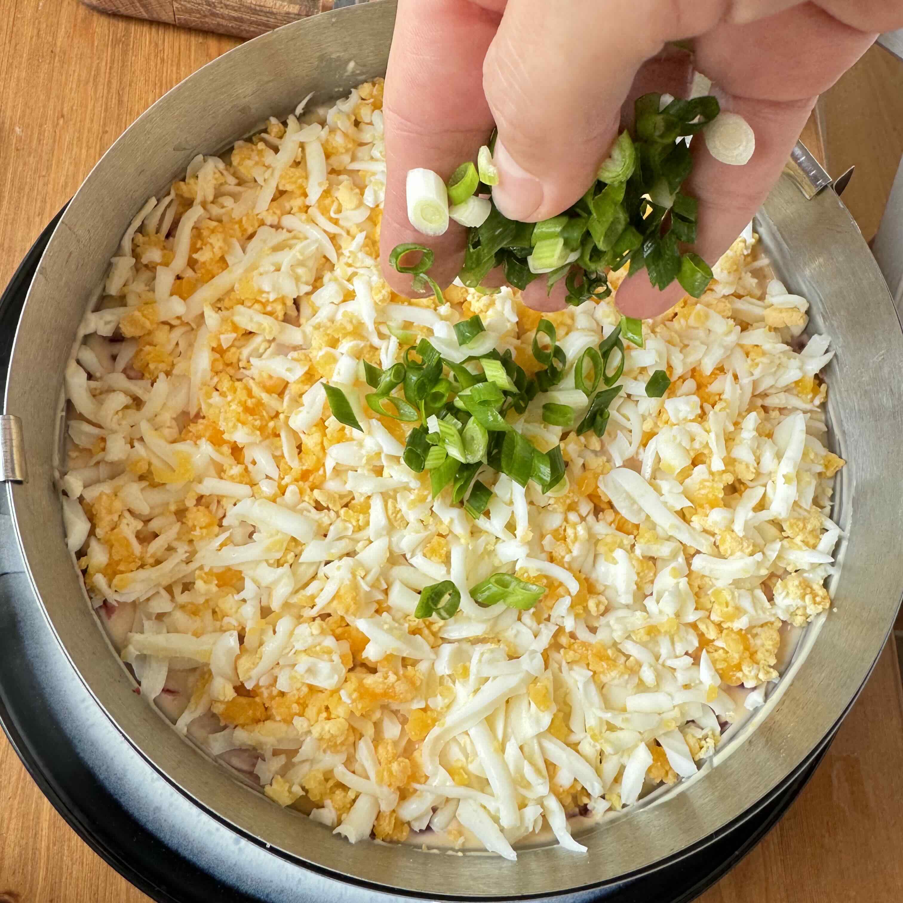 green onion and herbs on top of the salad.