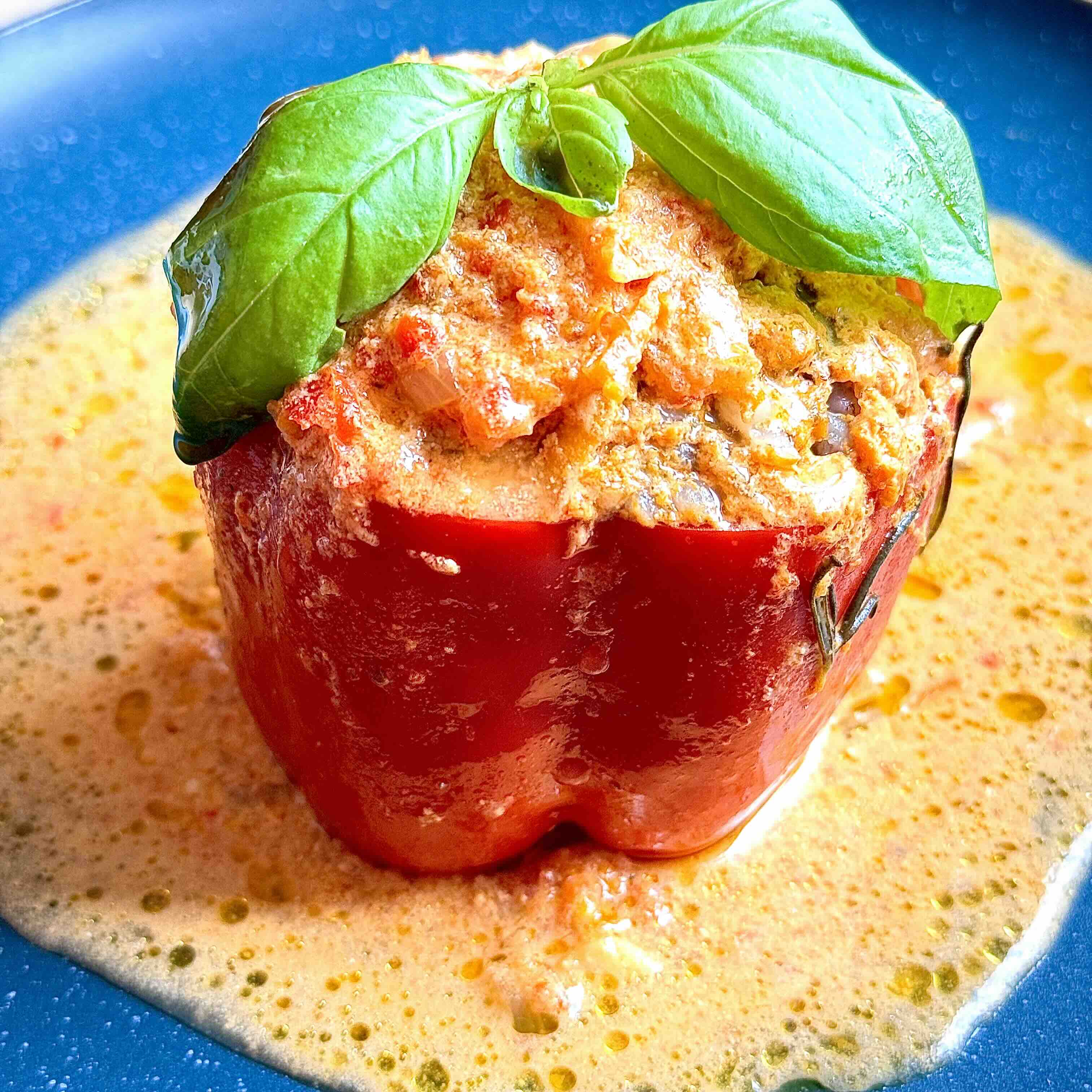 Finished stuffed bell peppers on a plate