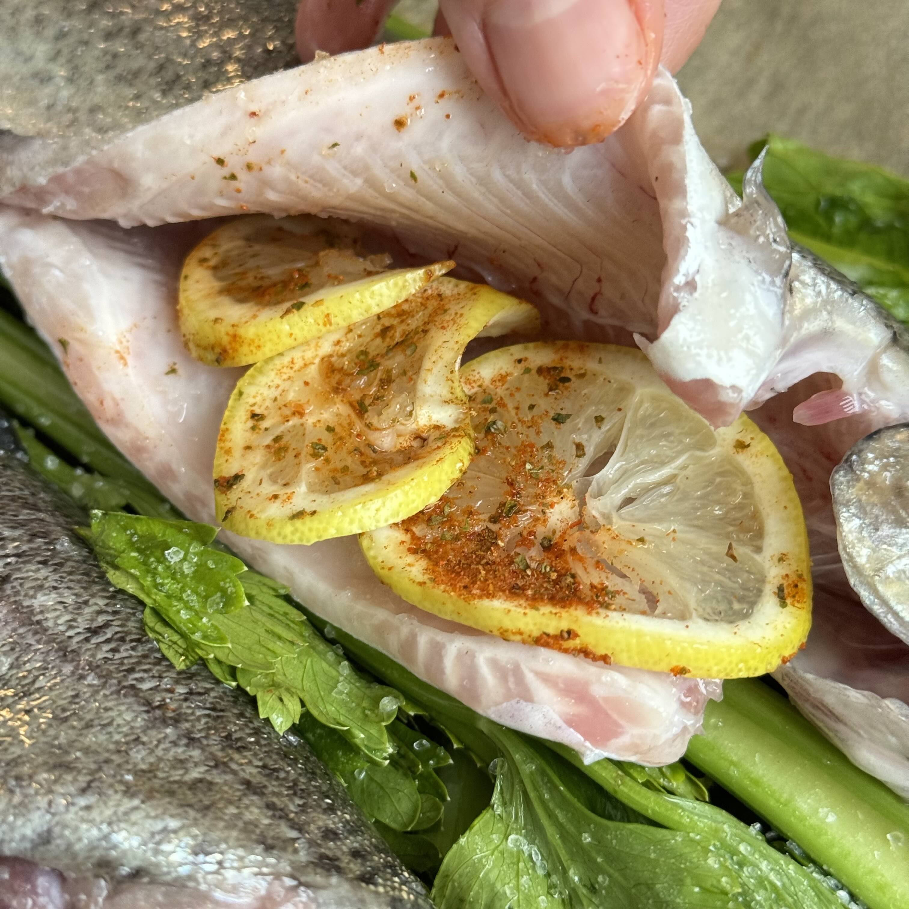 Lemons and spices with trout