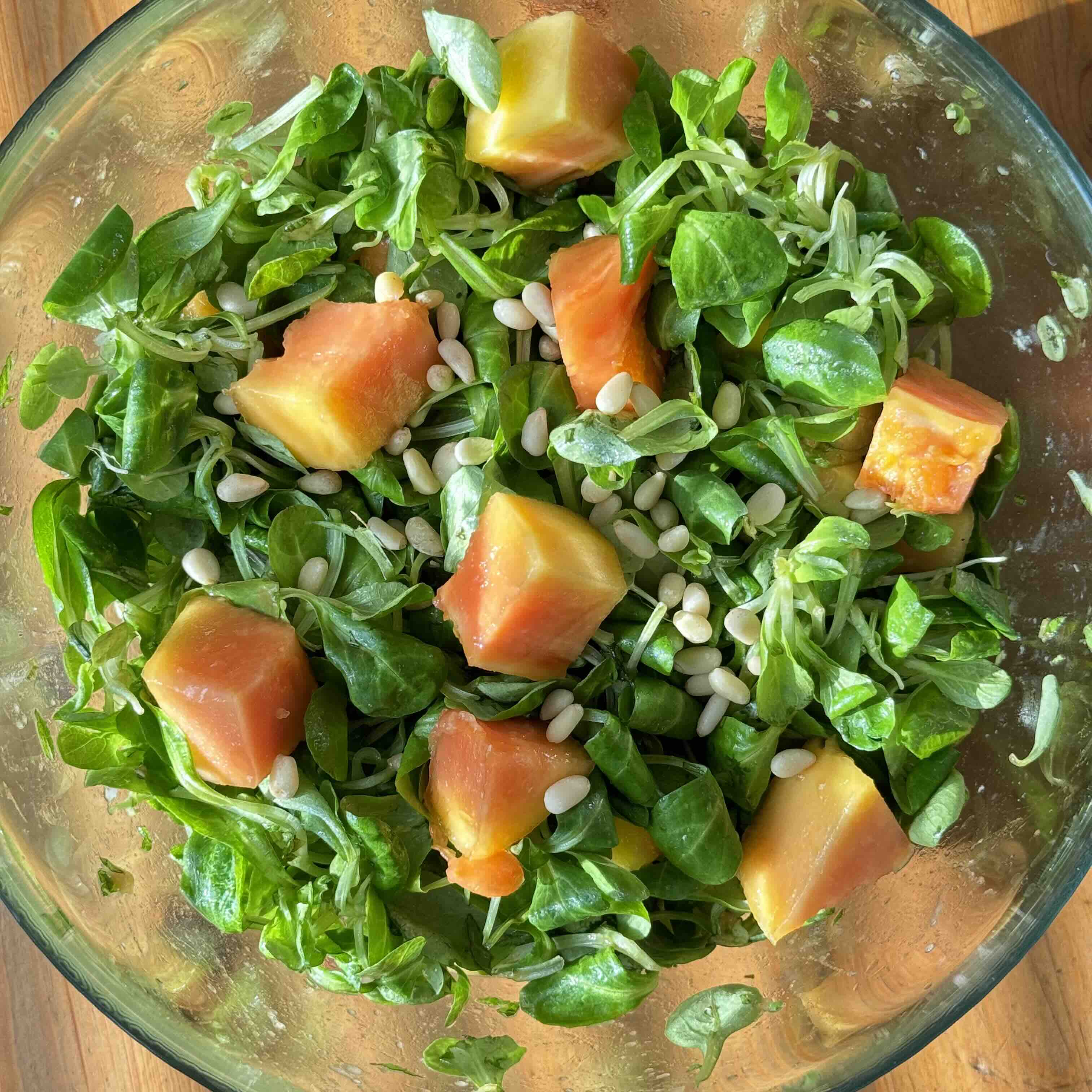 Papaya and Mung Bean Salad with Avocado, Pine Nuts, and Fresh Mint