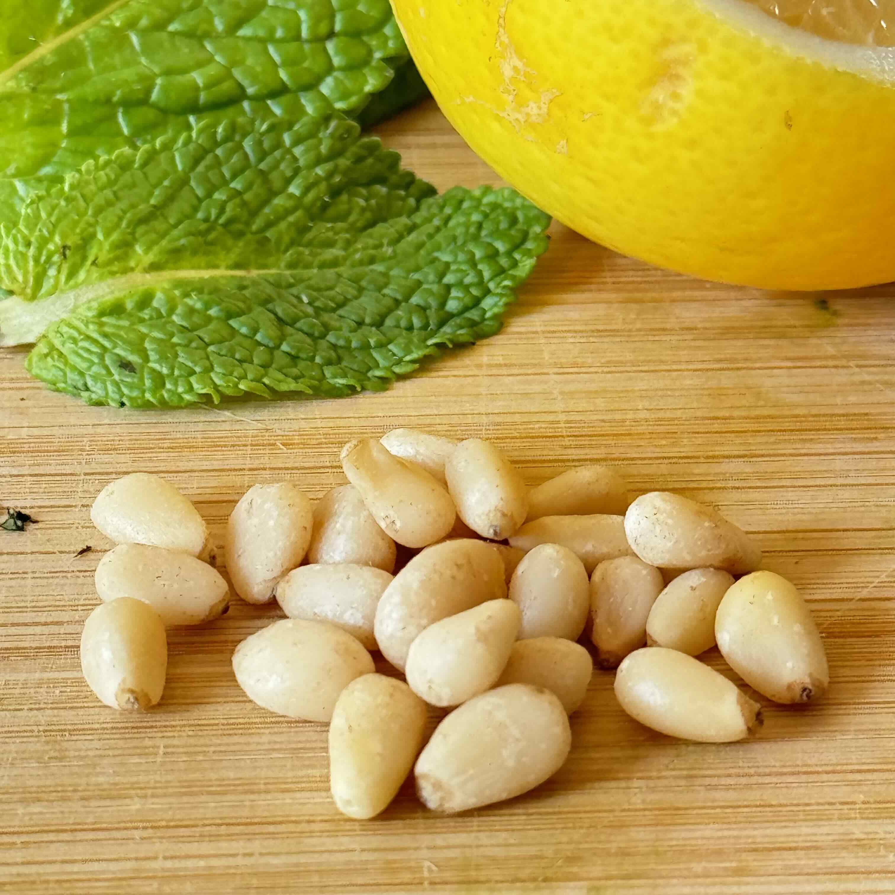 Pine Nuts, and Fresh Mint with lemon