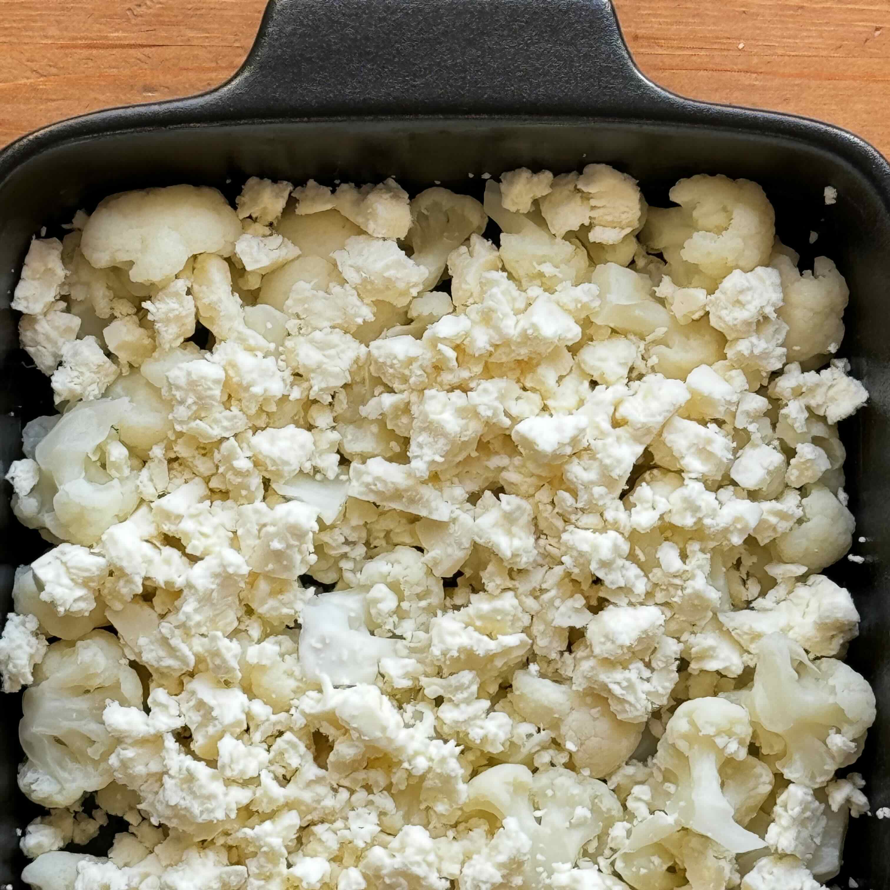 White cabbage and feta on a baking dish