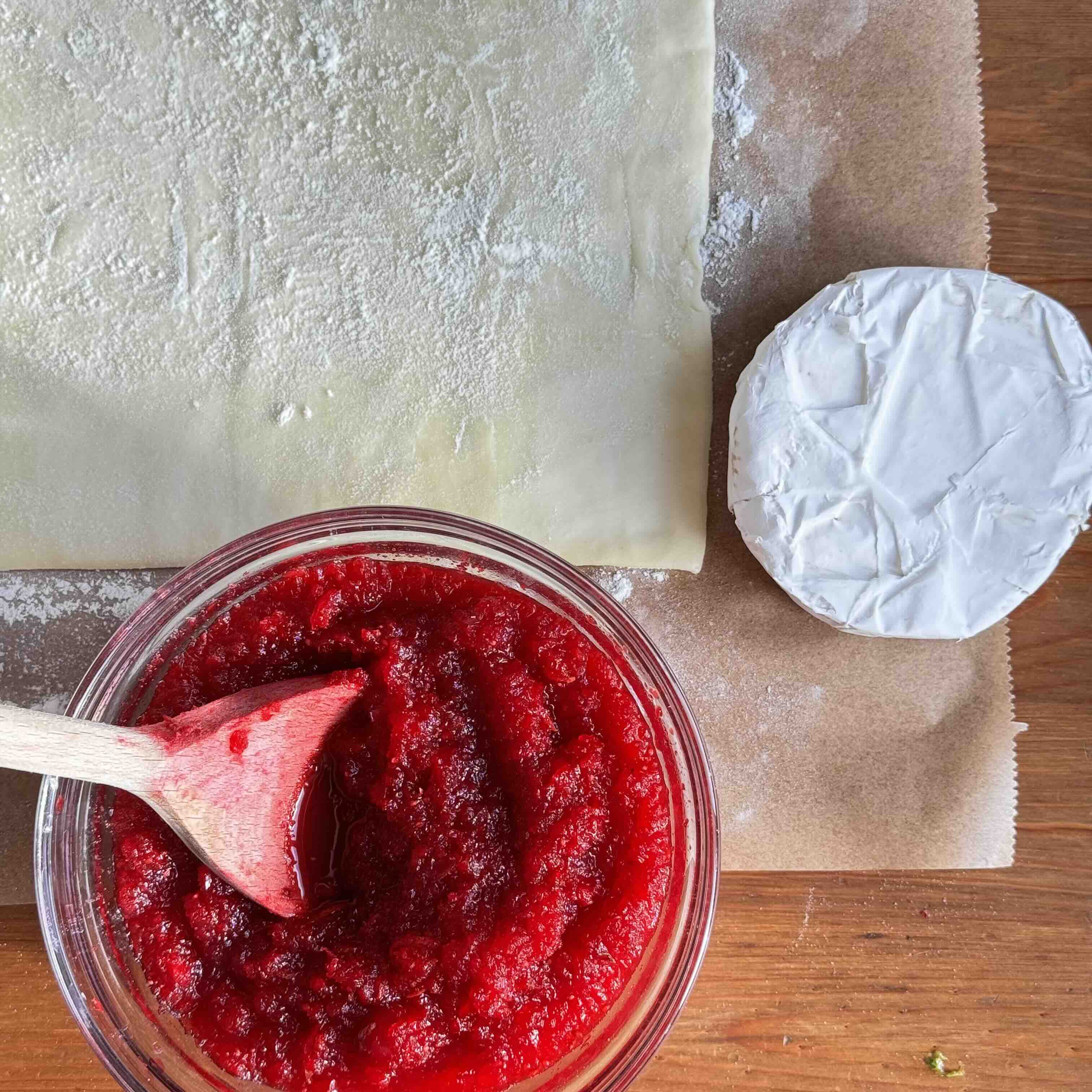 Ingredients for Golden and Fluffy Brie & Cranberry Pastry Twists