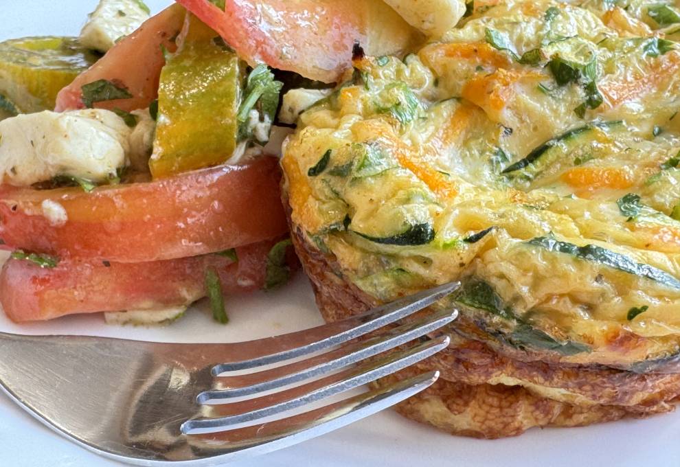 Baked Vegetable Frittata Muffins with tomato salad