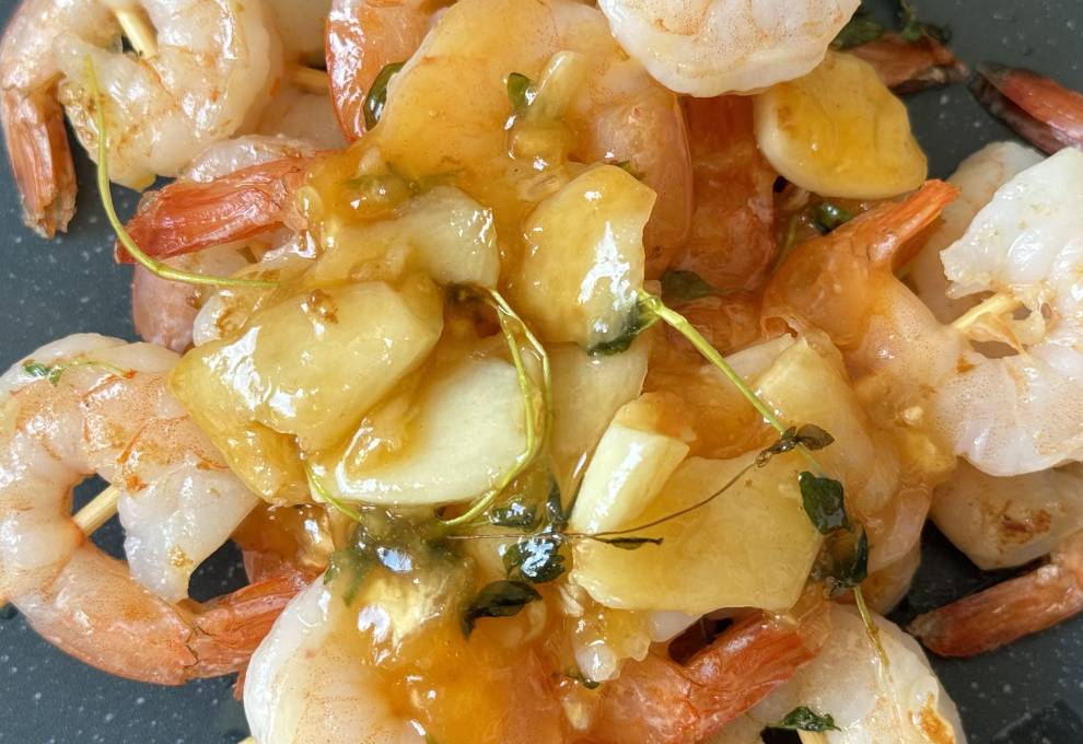 Shrimp Skewers with Grapefruit-Honey Glaze