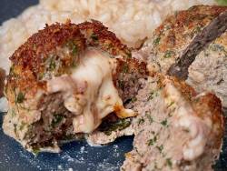 Juicy Meatballs with Brie, Parsley, and Creamy Sauce